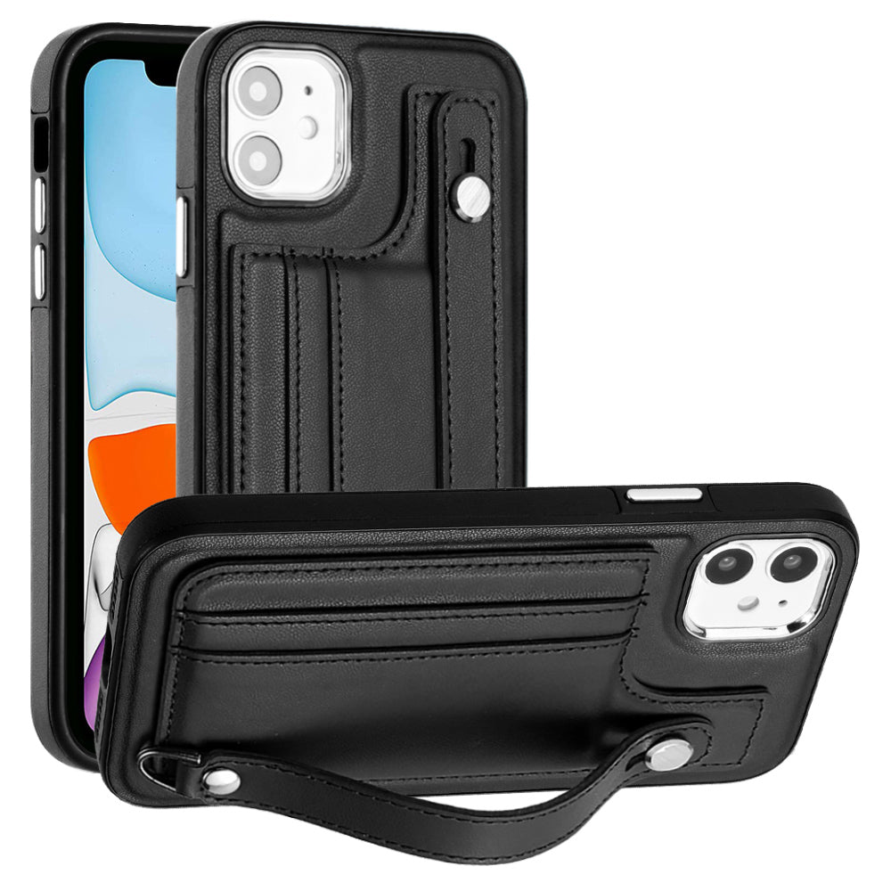 For iPhone 11 Protective Kickstand Case YB Leather Coating Series-5 TPU Phone Cover with Card Slots For iPhone 11 Protective Kickstand Case YB Leather Coating Series-5 TPU Phone Cover with Card Slots